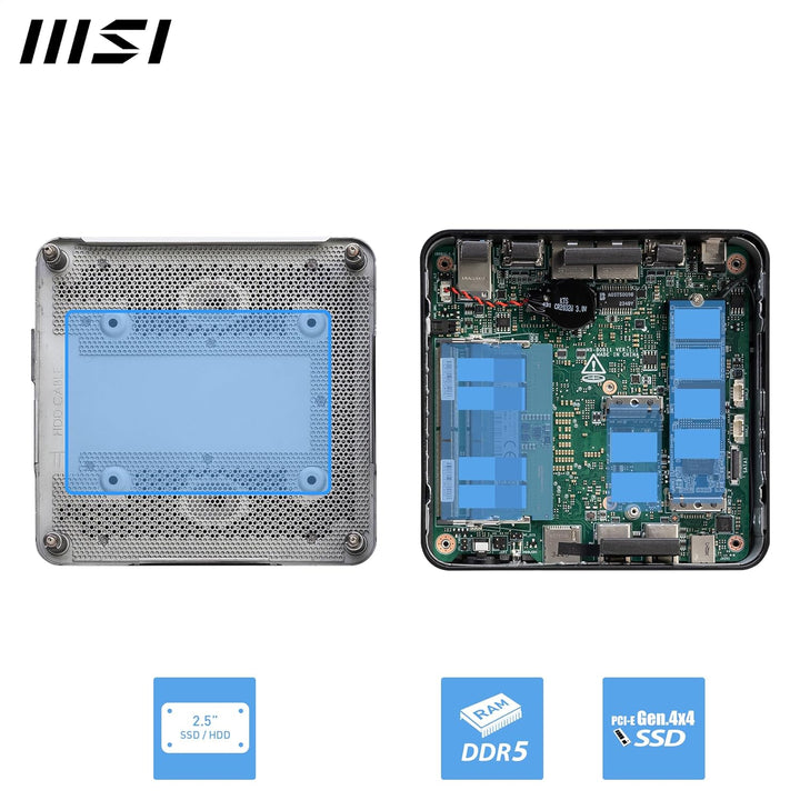 MSI Cubi NUC 1MG-212DE - Intel Core 5 Prozessor 120U, 8GB DDR5, 512GB M.2 SSD, USB 10Gbps Typ A Ansc