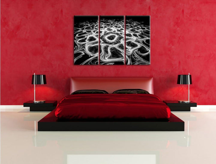 Pixxprint Lava Muster in der Nacht als Leinwandbild/Grösse: 3 Teilig (120x80) cm/Wandbild/Kunstdruck