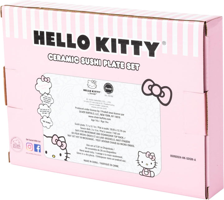 Silver Buffalo Sanrio Hello Kitty Keramik-Sushi-Set, 3-teilig Sanrio Hello Kitty Treats, Sanrio Hell