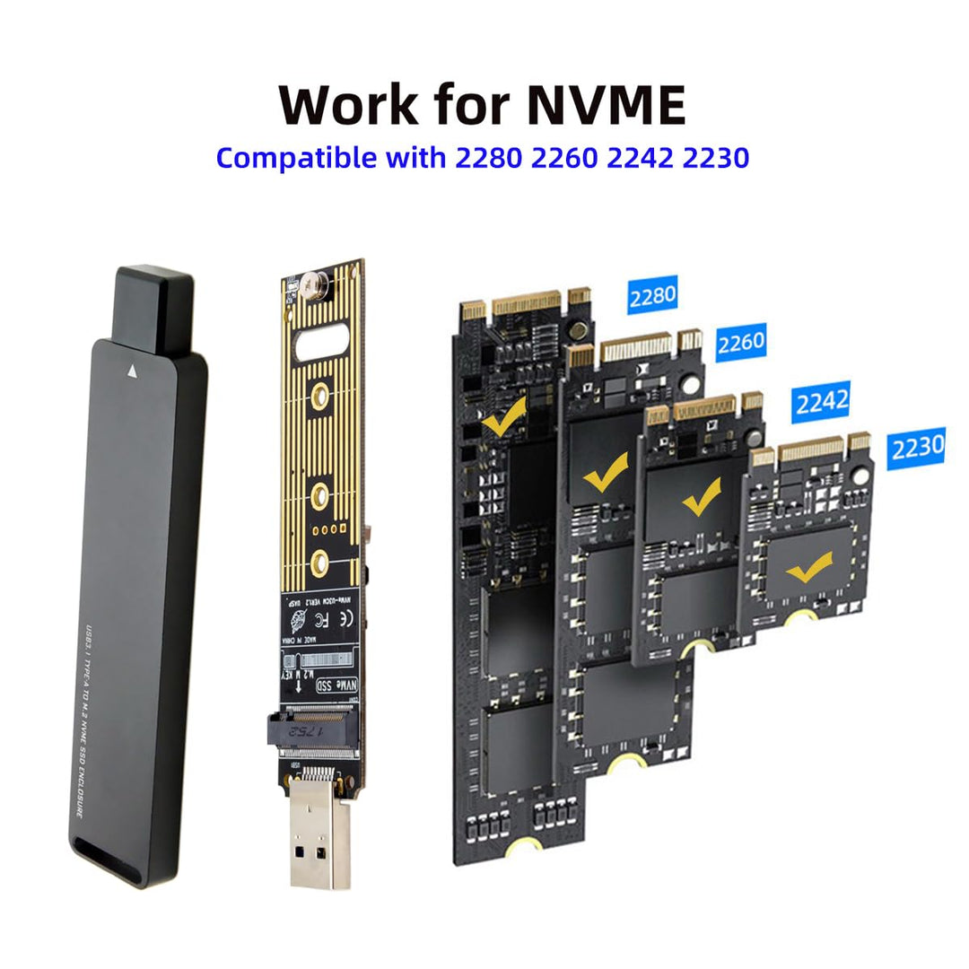 CY USB 3.0 auf NVME M-Key M.2 NGFF SSD Externer PCBA Konveter-Adapter mit Flash Disk Gehäuse, Schwar