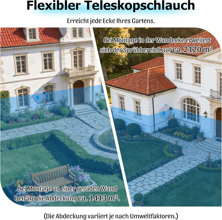 Thanaddo Wand Schlauchtrommel Wand-Schlauchbox 30m, 180° Schwenkbar flexible Bewässerung für grosse