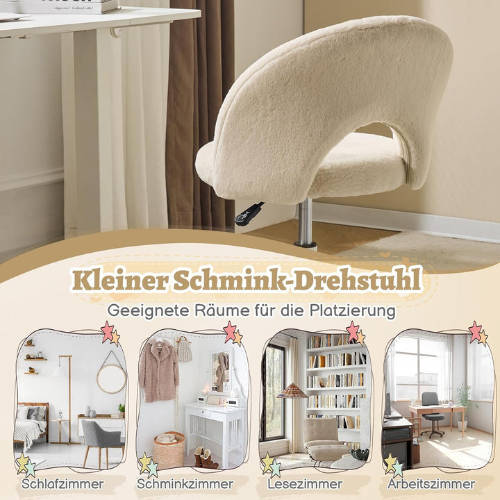 Bonnlo Homeoffice Stuhl, Schreibtischstuhl, Schminktisch Stuhl, Bürostuhl ohne Armlehnen, Drehstuhl