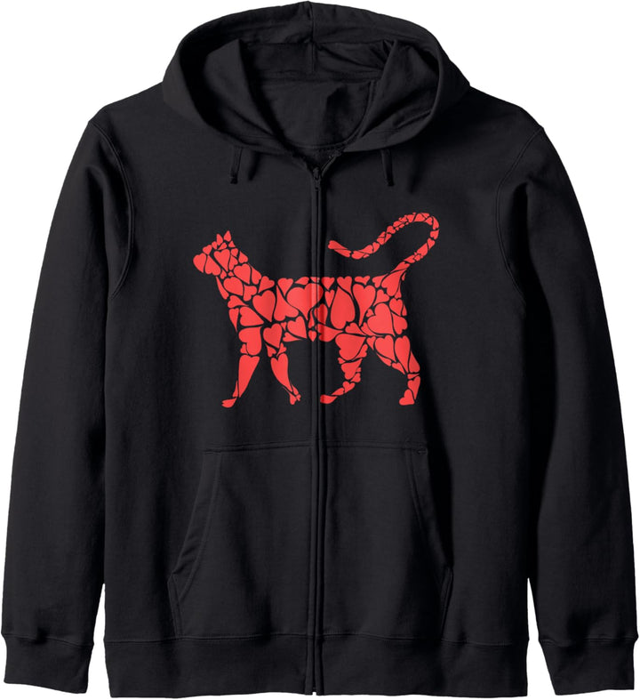 Vintage Retro Style Cat of Hearts Illustration Kapuzenjacke