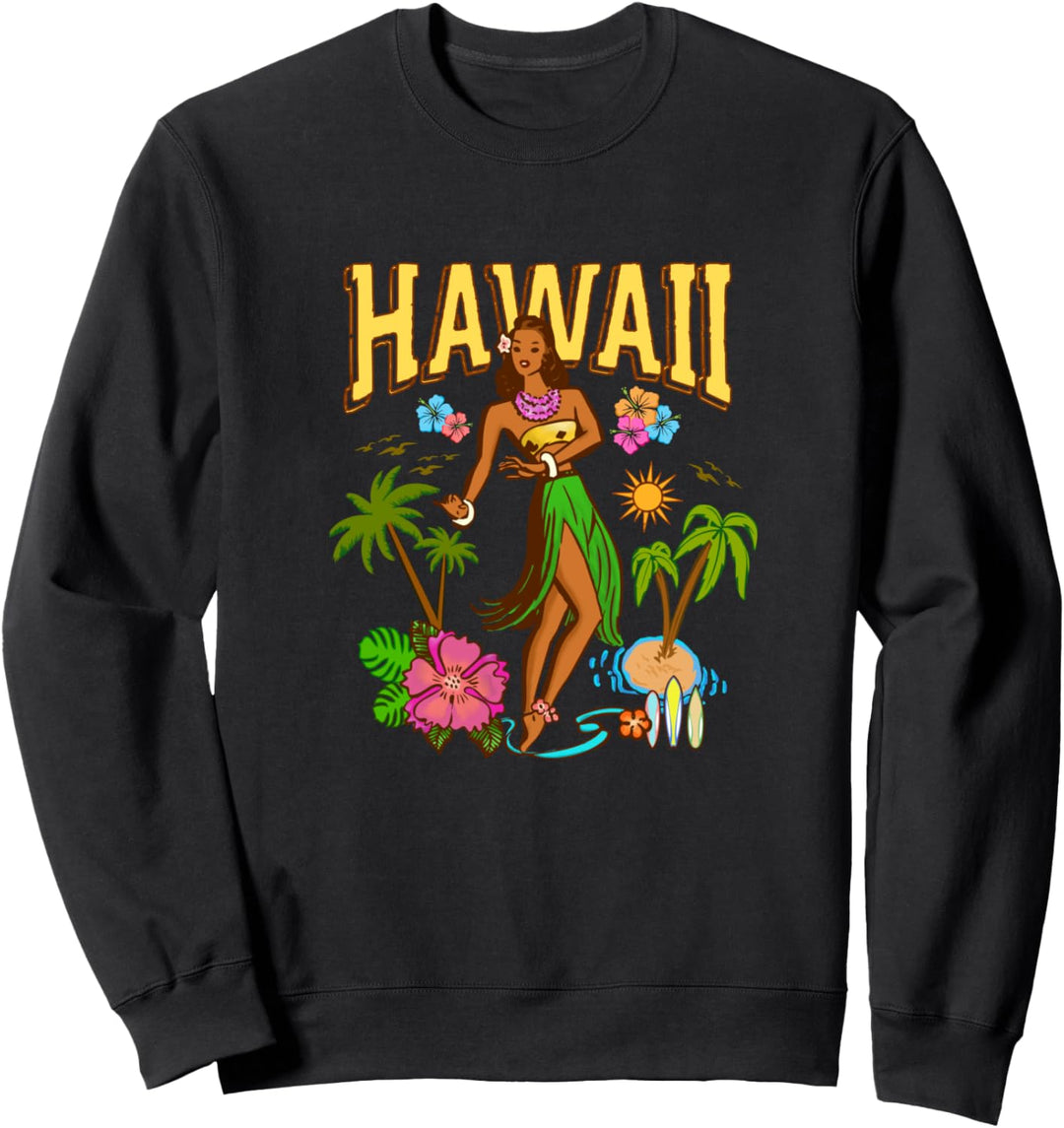 Hawaii Aloha Hula Mädchen Strand Tiki Retro Vintage Pinup Sweatshirt