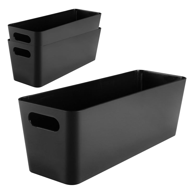 Hummelladen 3X Ordnungsbox - 10 cm hoch - schwarz - 30x10x10cm - 2 Liter - Ordnungskorb - Wandregal