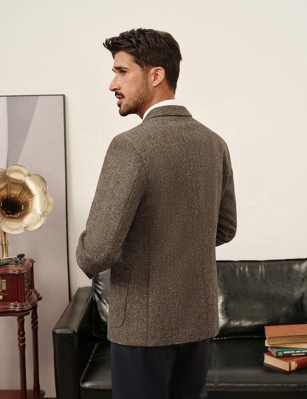 PJ PAUL JONES Sakko Herren 2 Knöpfe Tweed Wolle British Blazer Regular Fit Business Anzugjacke Männe