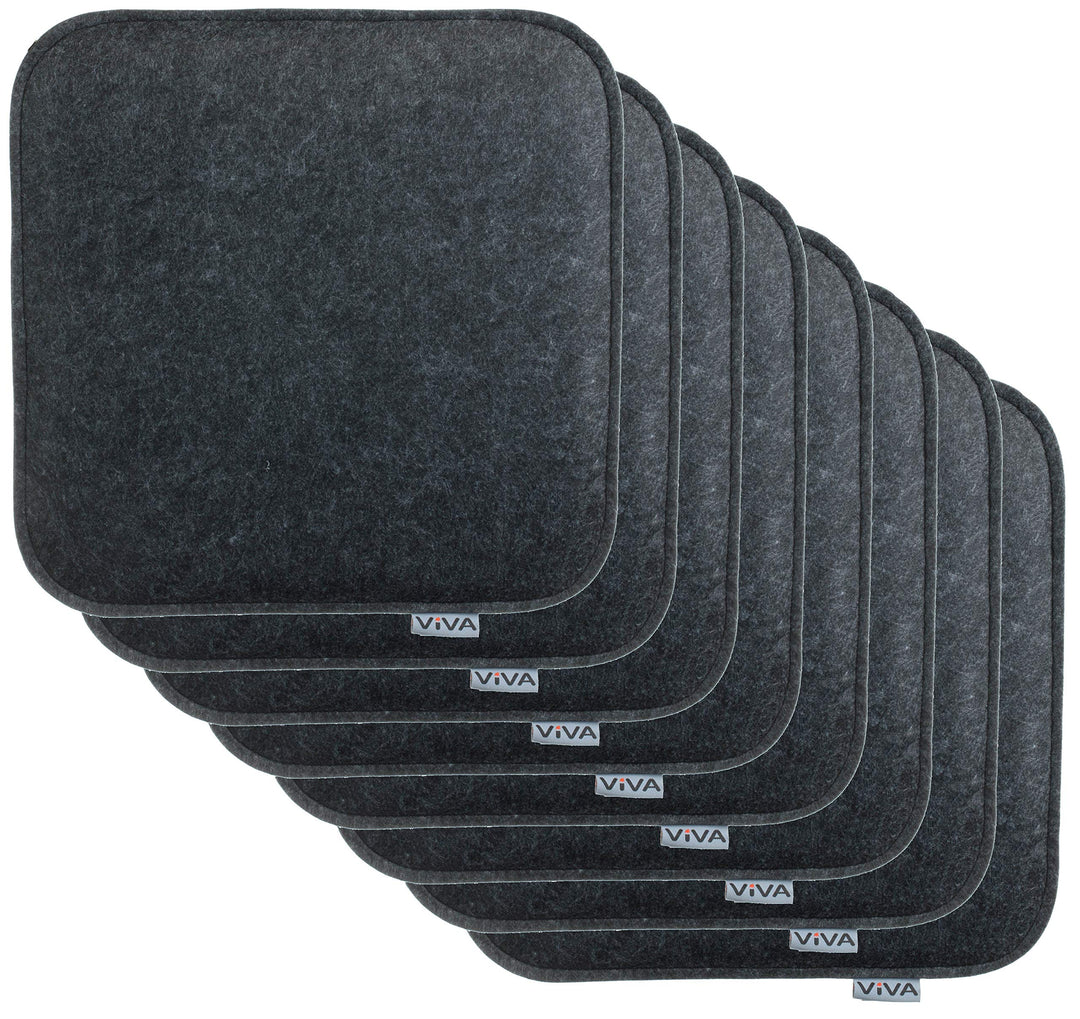 Brandsseller Sitzkissen Filz Eckig 8er Set 35x35x2 cm Stuhlkissen Sitzpolster Auflagen Anthrazit, An