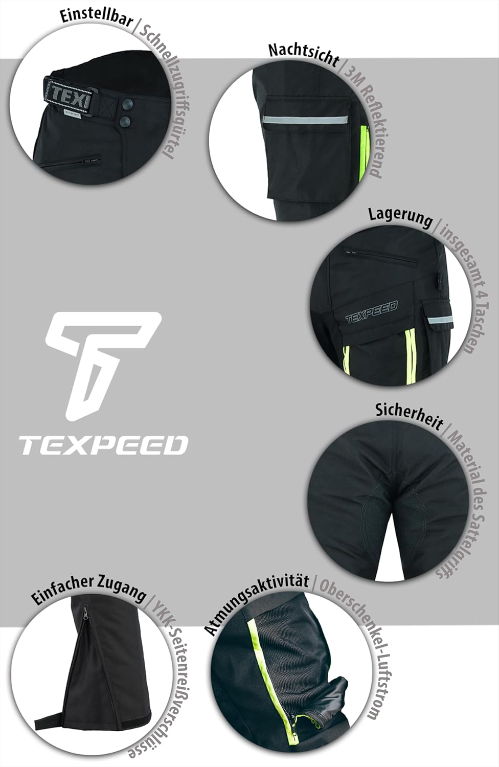 TEXPEED Motorradhose Mit Protektoren Herren - Textil Wasserdicht Motorroller Motorrad Bikerin Mit CE
