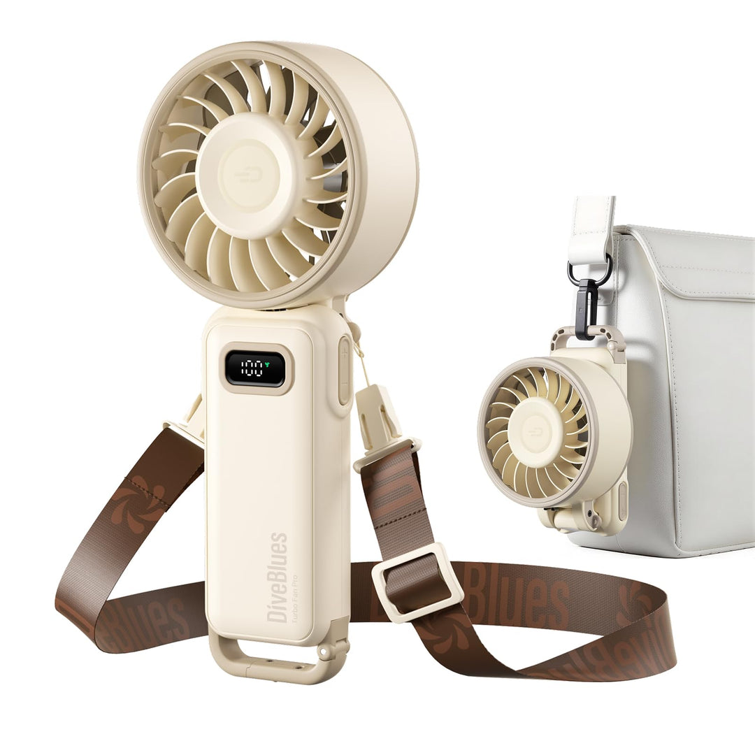 Diveblues Handventilator Tragbarer Turbo-Ventilator mit 100 Stufen und 7.4m/s Starkem Luftstrom, 180