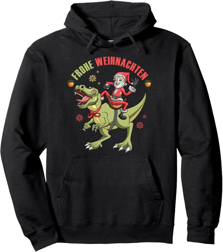 Weihnachtsmann Pajama Party Frohe Weihnachten T Rex Pullover Hoodie
