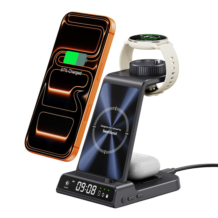 3 in 1 Kabellose Ladestation für Garmin Uhr Vivoactive/Venu/Forerunner/Instinct/Fenix/Epix 2, Ladege