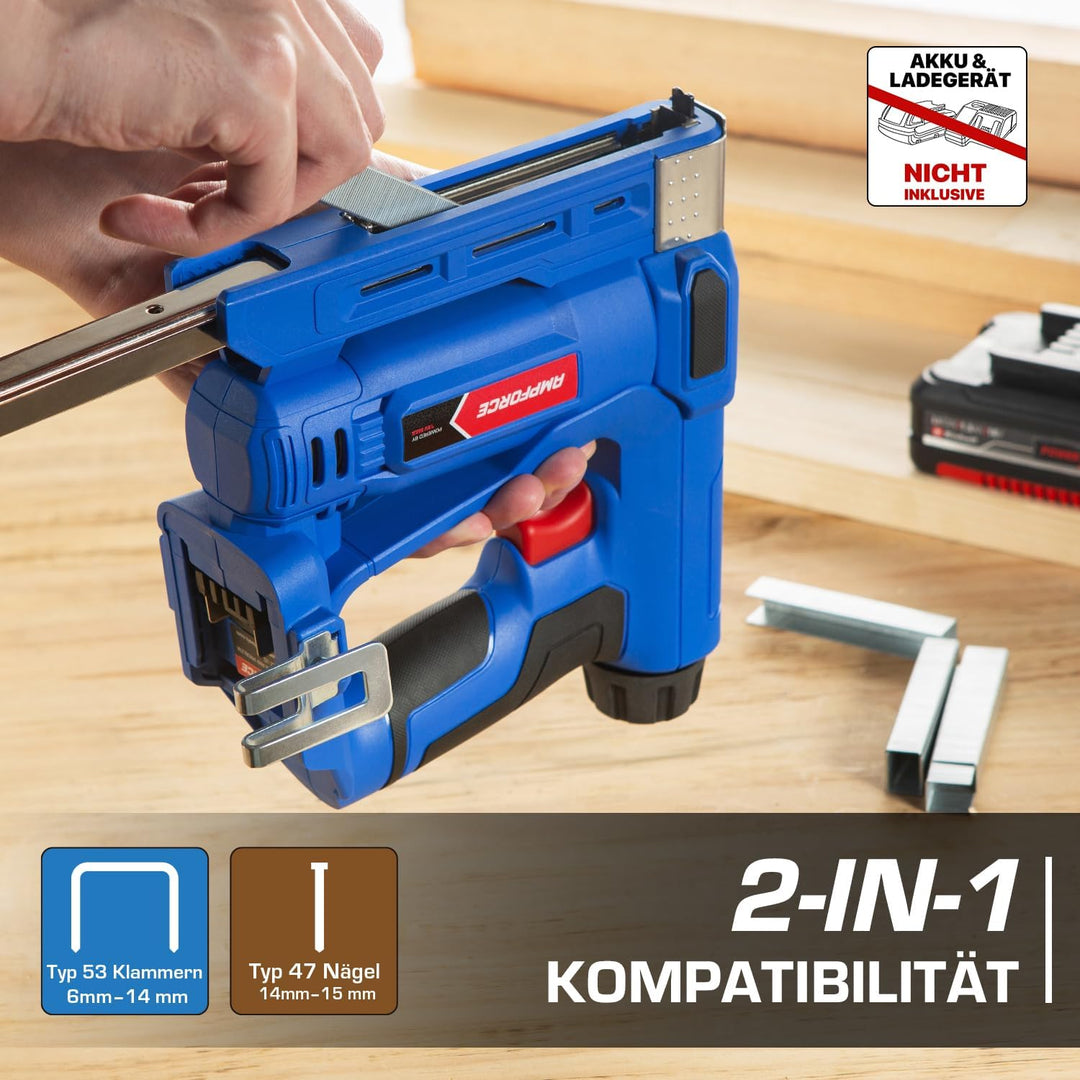 Ampforce18V 2-in-1 Tacker Für Einhell Akku, Ohne Akku, Typ 53/47