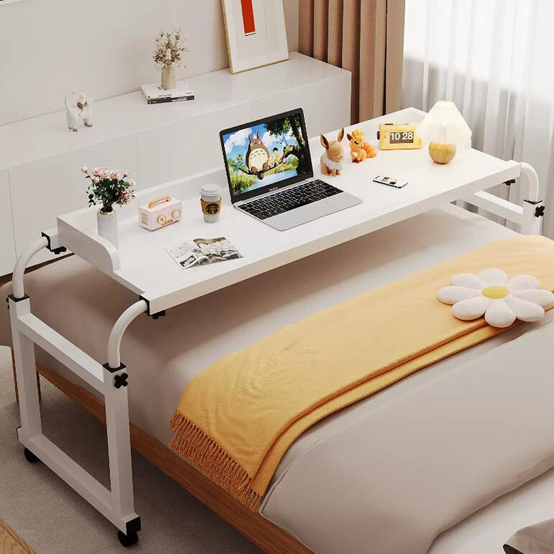 GLHKFBD Über-Betttisch Beistelltische fürs Wohnzimmer,Bett-Computertische mit Rädern，45.28"-82.68" l