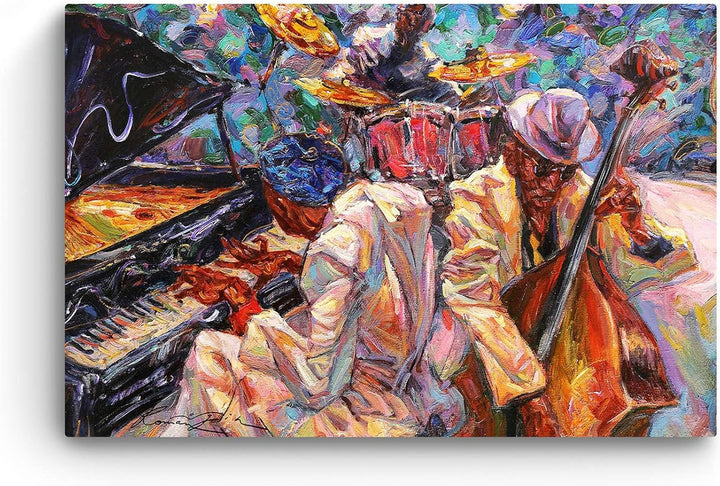 Startonight Bilder Orange Jazz Orchester Musik Malerei - Leinwandbilder Moderne Kunst - Abstrakte Wa