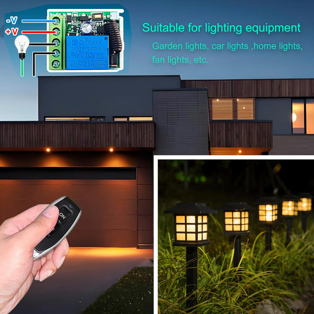 QIACHIP DC 12V Funkschalter mit Fernbedienung 433 MHz Funk Relais 1 Kanal Momentary Switch, Sender E