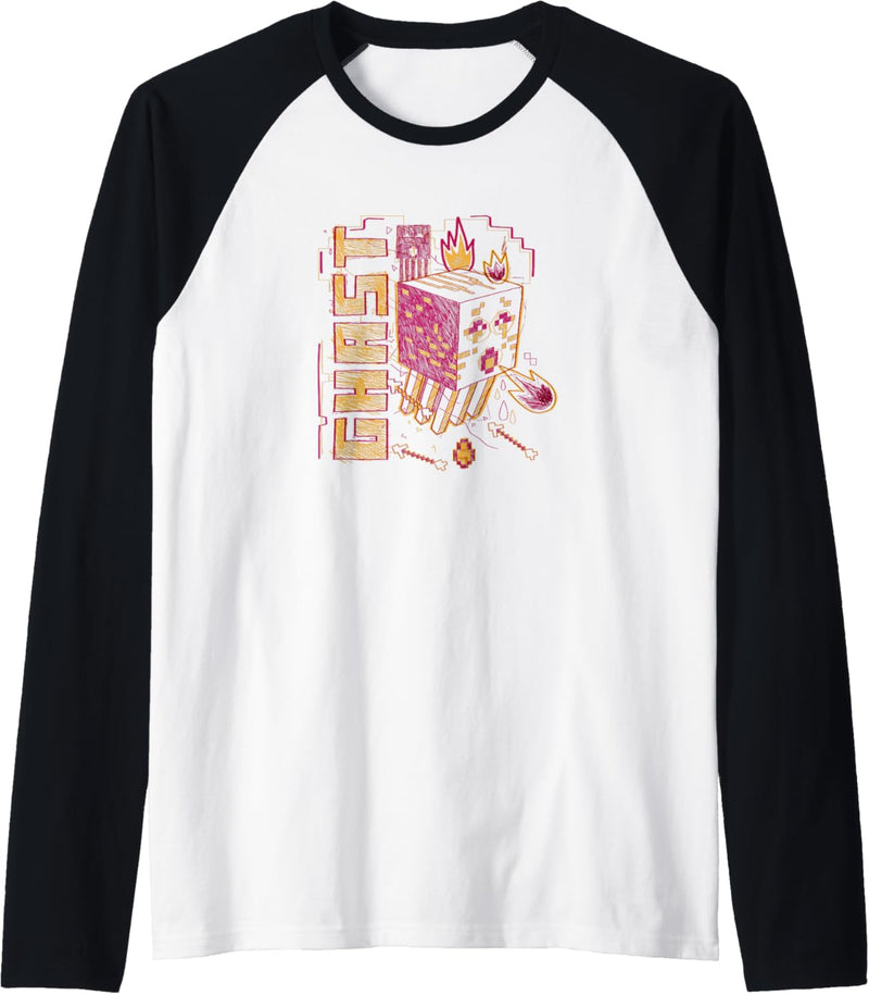 Minecraft Ghast Red Outline Feuerball Raglan