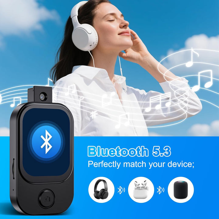 Gueray 64GB Mini MP3 Player mit Kamera, Bluetooth 5.3 Musikplayer mit Lautsprecher Touchscreen FM-Ra