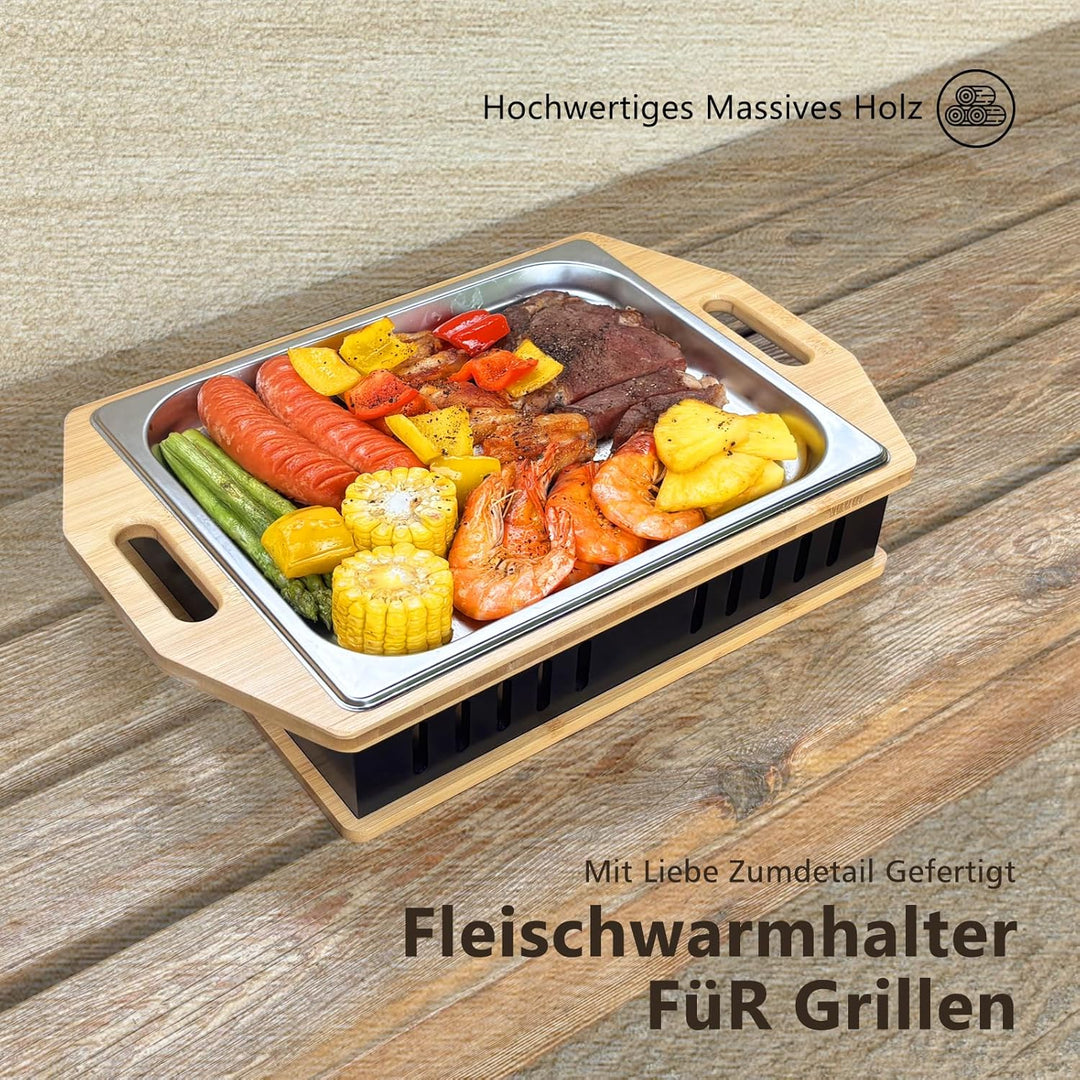 BBQ Warmhalteplatte Teelicht,Warmhalteplatte Grillgut Teelicht,Grill Warmhalteplatte,Fleischwarmhalt