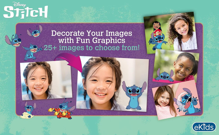 eKids Disney Stitch Digitalkamera, 2 MP, 2-Zoll-Bildschirm, 512 MB SD-Karte, 5 Spiele enthalten, Bla