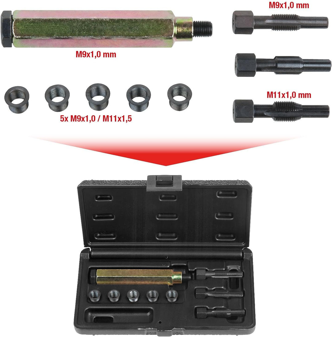 KS Tools 150.5030 THREADfix Reparatur-Satz M9x1 f.Glühkerzen,9-tlg.