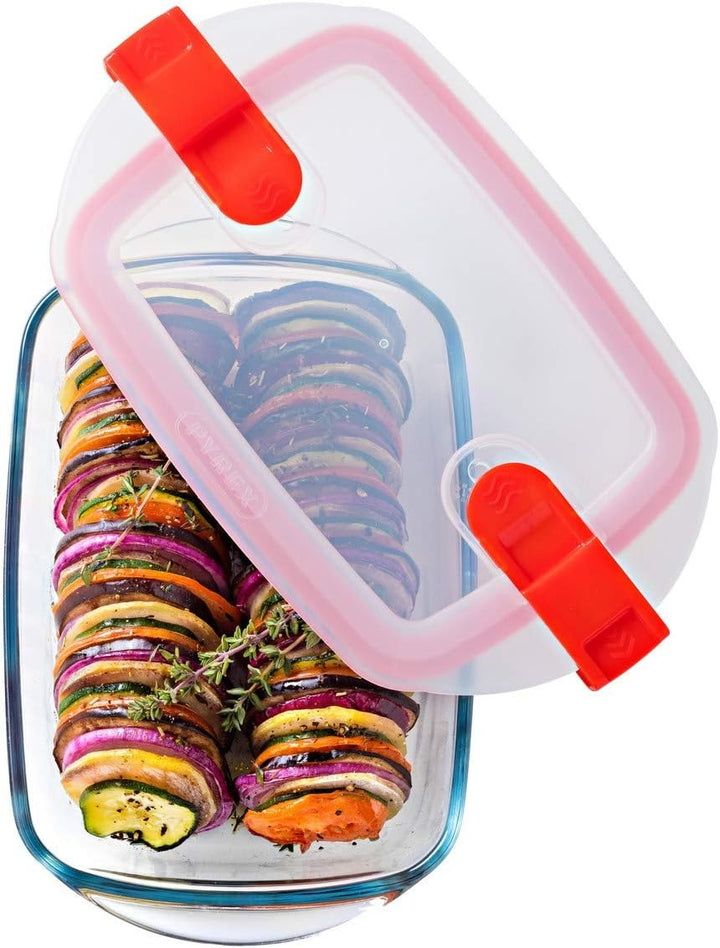 Pyrex 1451130 Cook and Heat Cook & Heat – Set aus 3 Lebensmitteln, rechteckig, Glas 1,1 l, mit luftd