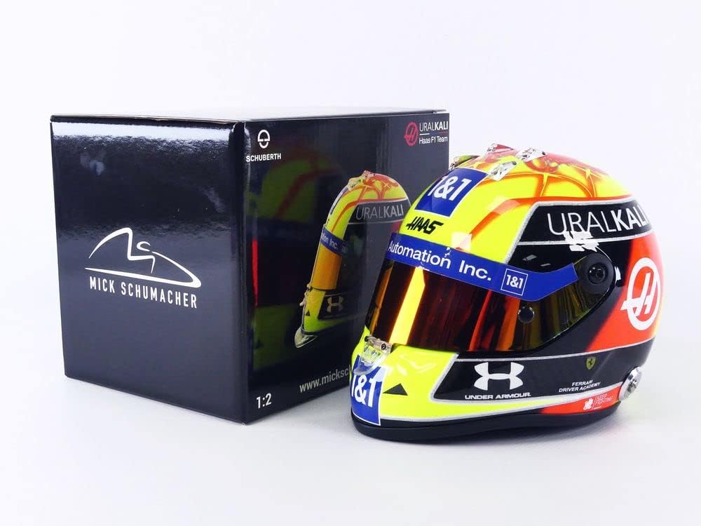 Mini Helmet MKS-MH-2-2021-R Miniaturauto aus der Sammlung, Gelb/Schwarz