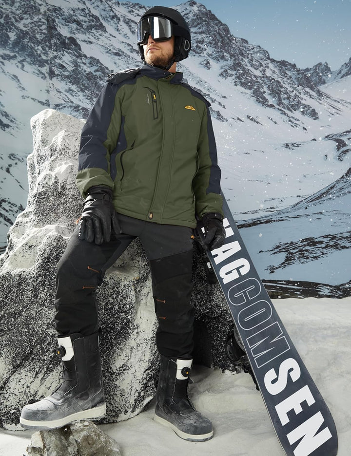 MAGCOMSEN Winterjacke Herren Warm Gefüttert Skijacke Wasserdicht Regenjacke Snowboardjacke Outdoor F