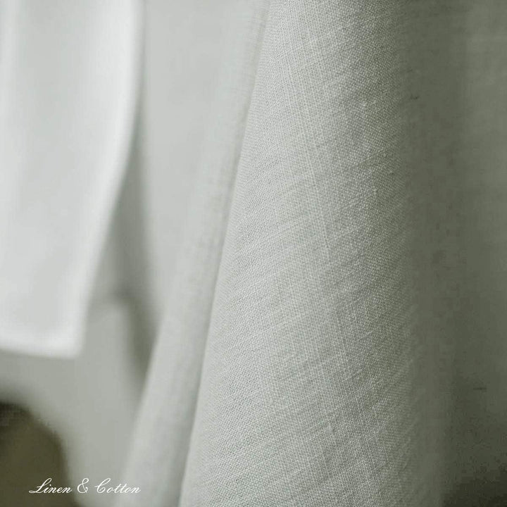Linen &amp; Cotton Tischdecke Stoff Tischtuch Tischwäsche Hygge -100% Leinen, Hellgrau/Grau (100 x 140 c