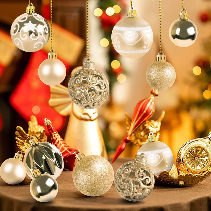 Ywlake Weihnachtskugel Ornamente Set für Weihnachtsbaum, 100-pcs Weihnachtsbaum Dekorationen Set Bru