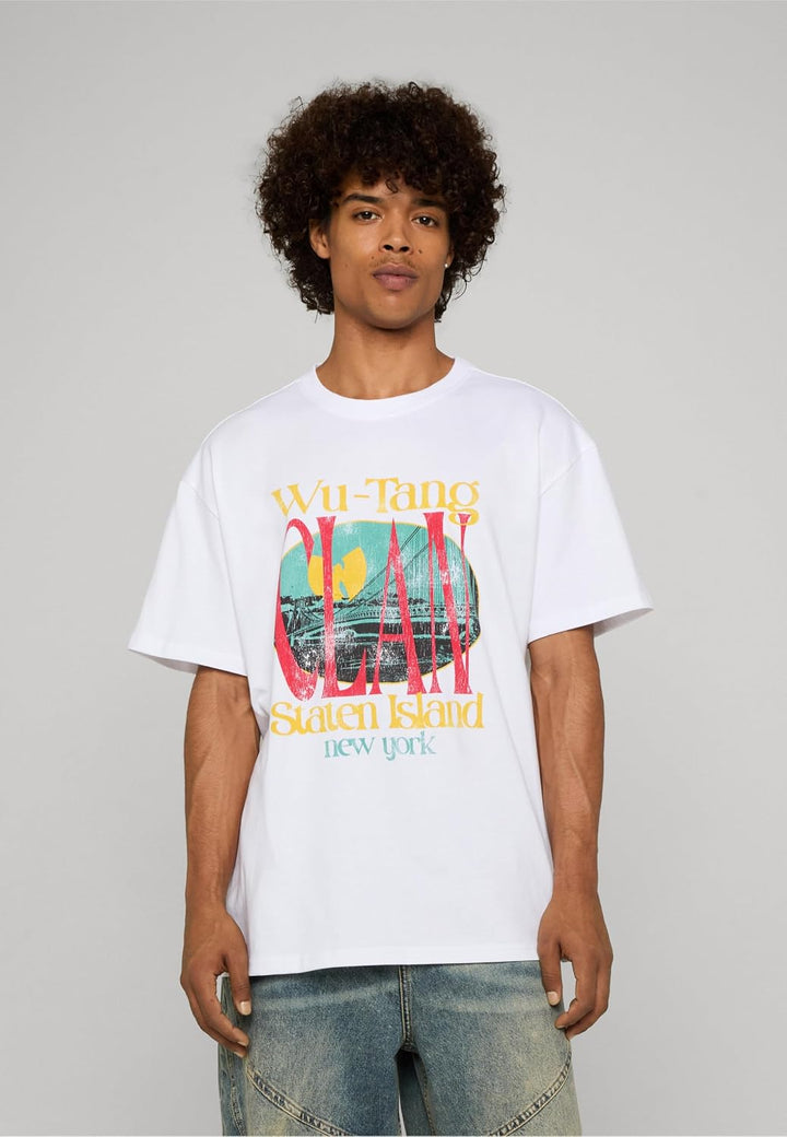 Mister Tee Herren Mt2088-wu Tang Staten Island Oversize Tee T-Shirt M Weiss, M Weiss