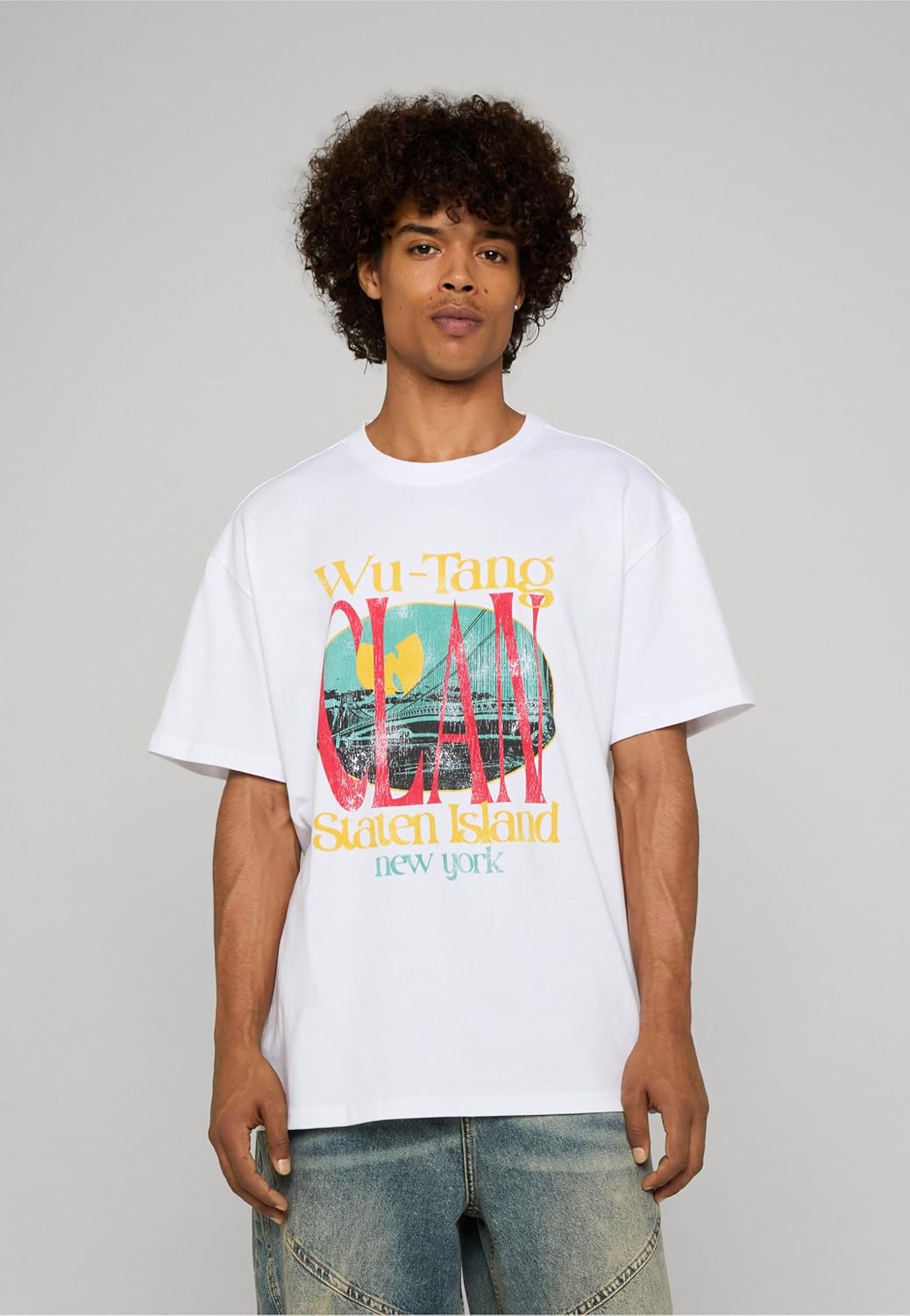 Mister Tee Herren Wu Tang Staten Island Oversize Tee T-Shirt L Weiss, L Weiss