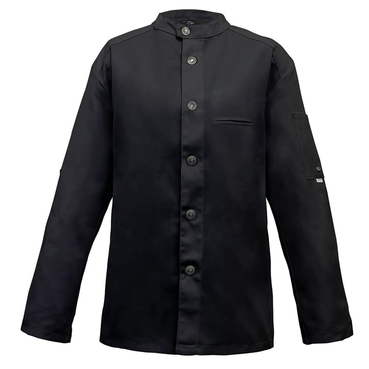 Exner Koch-Jacke im Bikerstyle, Langarm, Druckknöpfe, Baumwoll-Mischgewebe Schwarz XS, Schwarz XS