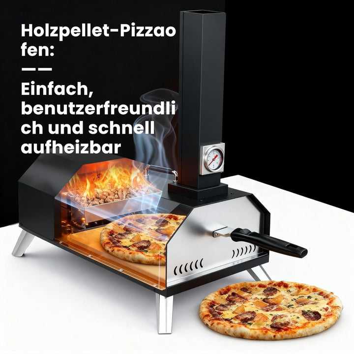Outdoor Pizzaofen, Holzpellet-pizzarette, 30,5 cm, mit Pizzaschieber und Pizzaschneider für Strand,