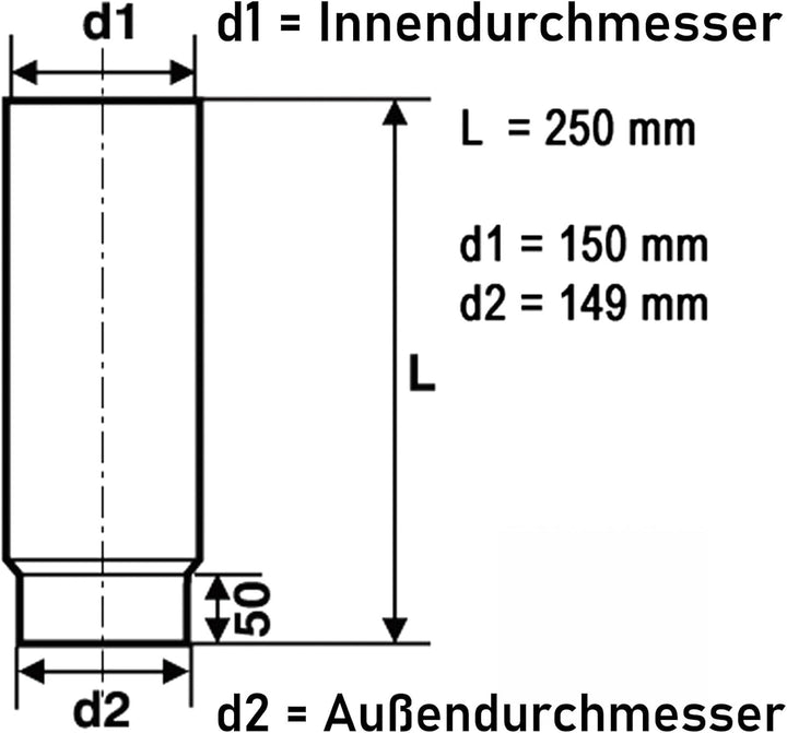 raik Rauchrohr Ofenrohr 150 mm Durchmesser 250 mm Länge Materialstärke 2 mm legierter Stahl Senother