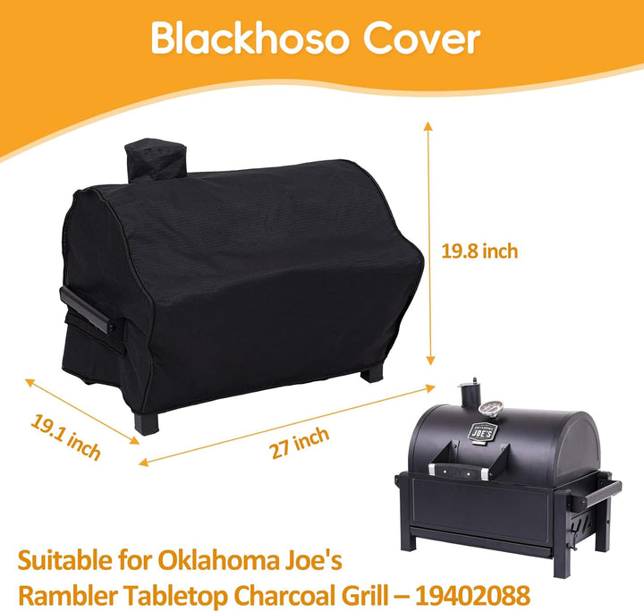 Blackhoso Holzkohlegrill-Abdeckung für Oklahoma Joe's Rambler Tischgrill 7388393P06 600D Polyester H