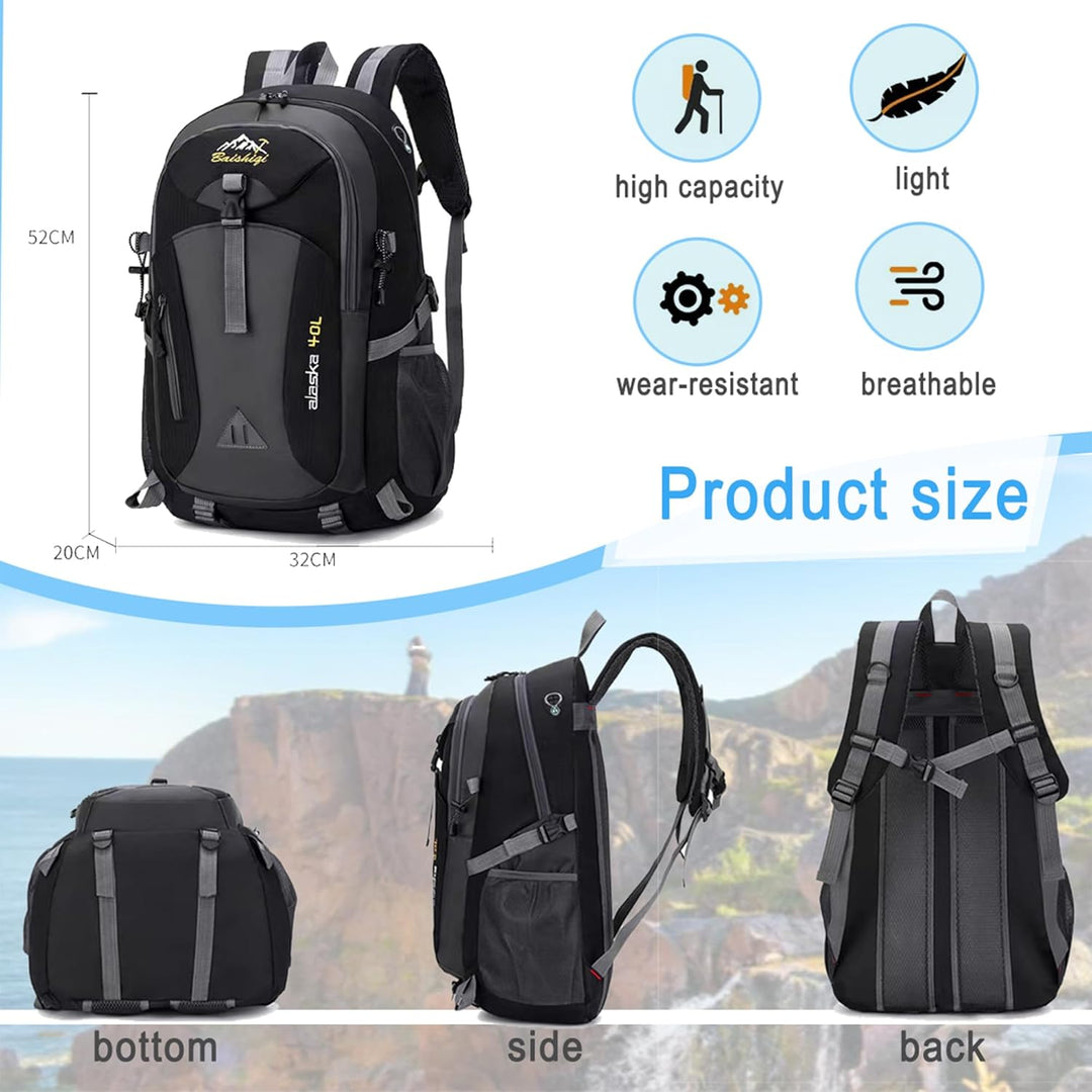 Wanderrucksack Herren Damen 40L Wasserdichter Rucksack Leicht Gross Reiserucksack，Outdoorrucksack mi