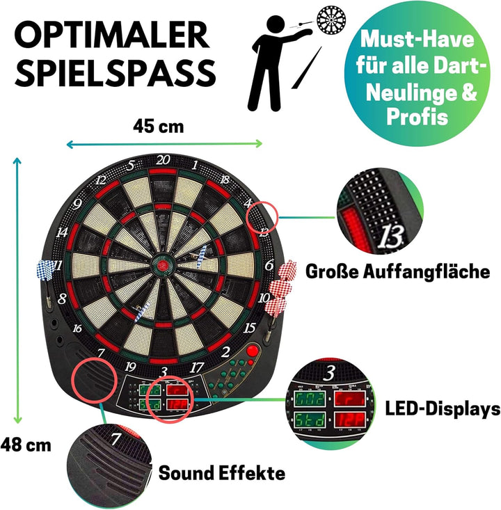 Best Sporting Dartscheibe elektronisch Coventry | Dartautomat mit 12 Dartpfeilen, Ersatzspitzen und
