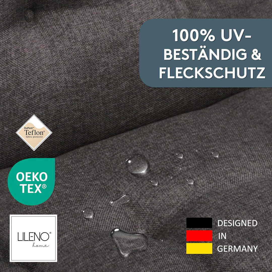 LILENO HOME Gartenstuhl Auflagen als [2er Set - Niedriglehner] in Anthrazit Y - bequeme Liegen als S