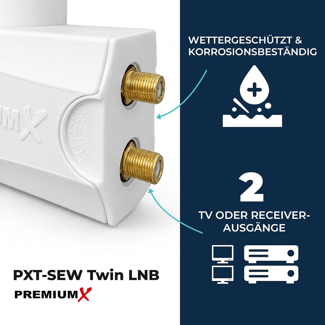 Premium X DELUXE100 Satellitenantenne 100 cm Aluminium Hellgrau + Twin LNB PXT-SEW 0,1 dB Digital Sa
