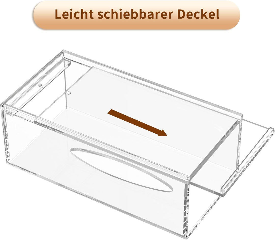 AITEE Acryl Kosmetiktücherbox: 25×13×9 cm Klarer Tücherbox mit Magnetabdeckung für Esszimmer Badezim