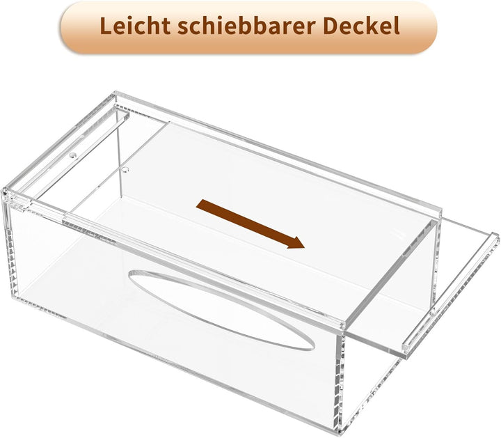 AITEE Acryl Kosmetiktücherbox: 25×13×9 cm Klarer Tücherbox mit Magnetabdeckung für Esszimmer Badezim