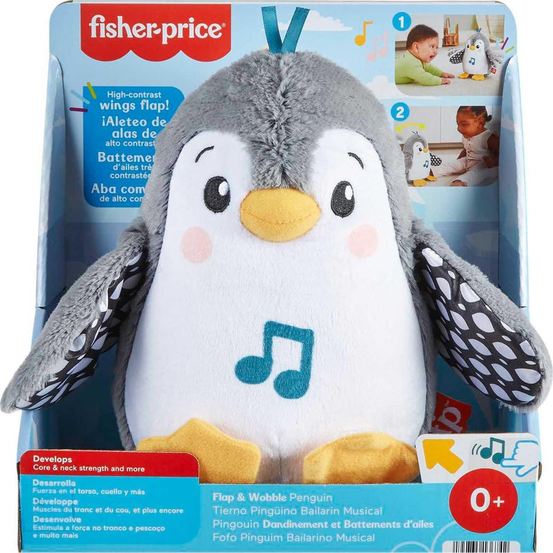 FISHER-PRICE Wackelnder Pinguin - Plüschspielzeug für Babys zum Spielen in Bauchlage mit Musik und w