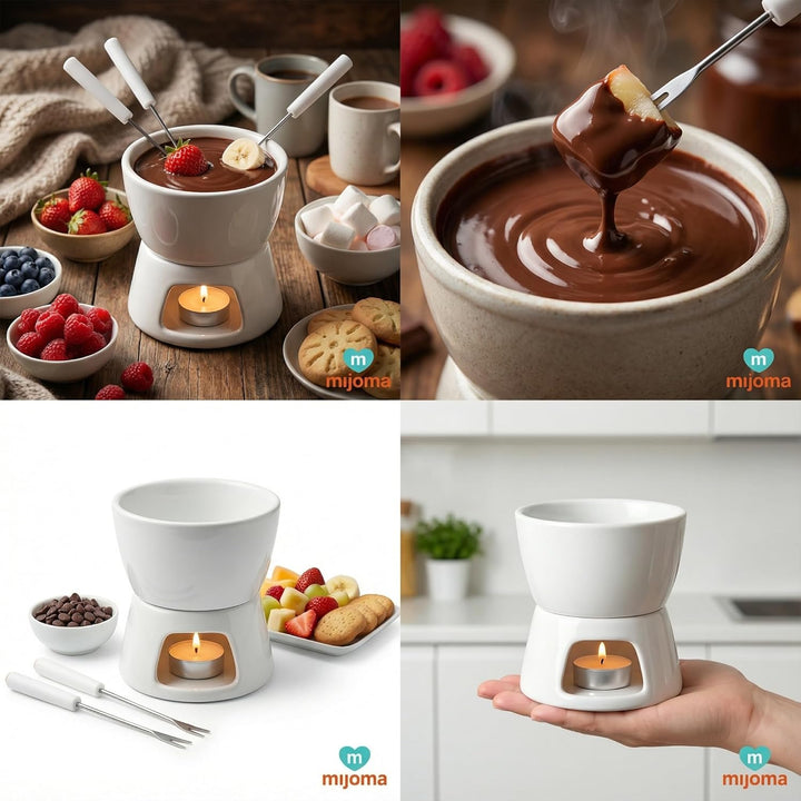 MIJOMA Mini Schoko-Fondue-Set - Entdecken Sie puren Schokoladengenuss - Trendiges & stilvolles Desig