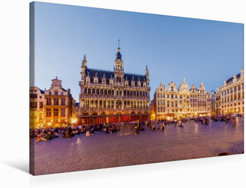 Premium Textil-Leinwand 75 x 50 cm Quer-Format Maison du Roi am Grand Place in Brüssel | Wandbild, H