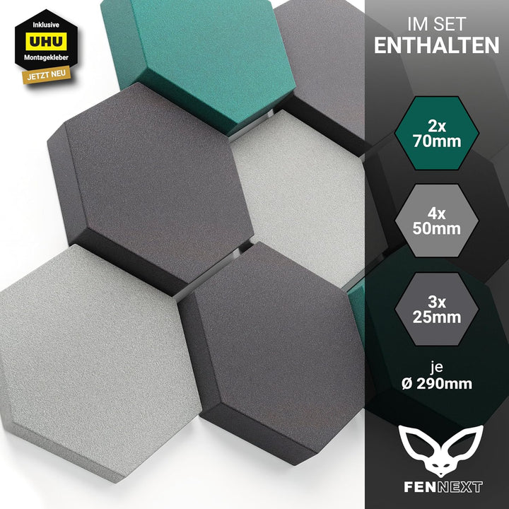 FENNEXT® Schallabsorber Wand Paneele [9 Stk.] für spürbar reduzierte Geräusche I Modernes Akustikbil