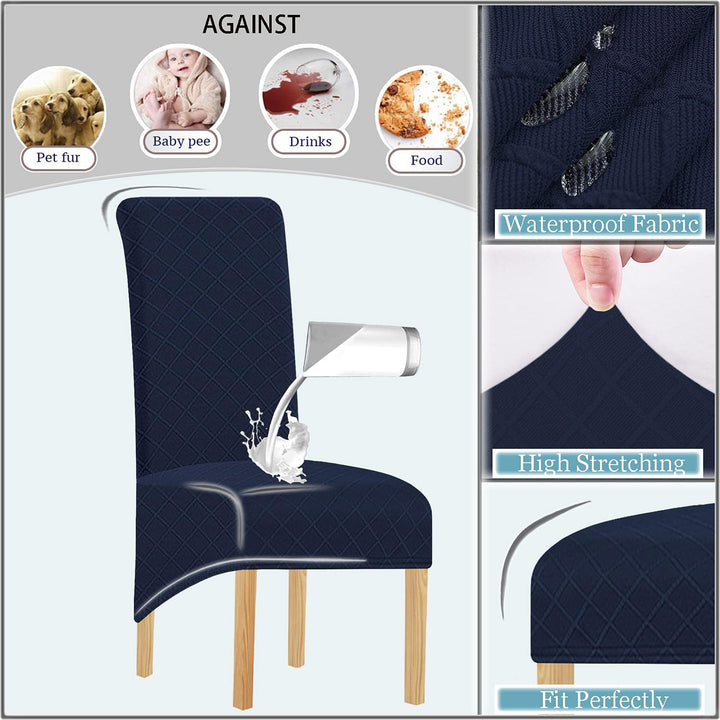 SHENGYIJING 1/2/4/6 PCS Diamond Lattice FStretch wasserdichte XL Stuhlhussen für Esszimmer, Spandex
