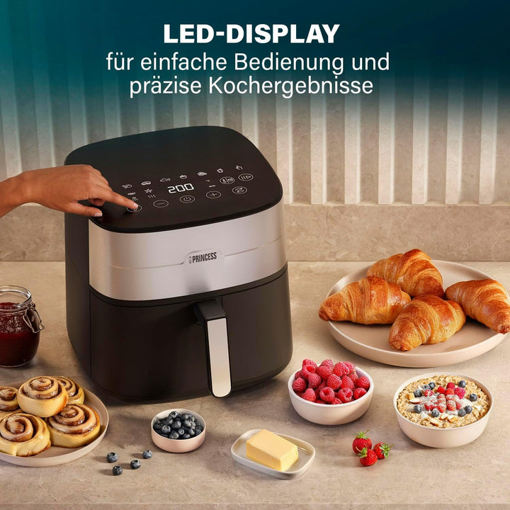 Princess Dual Heat Airfryer 8L XXL, Heissluftfritteuse mit Doppeltem Heizelement für eine Schnellere