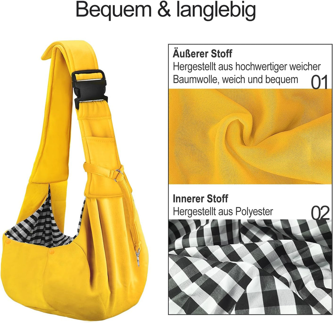 PETLOFT Tragetuch Hund, Reversibel Kleine Hundetrage, Einstellbar Pet Tragetuch, Freisprecheinrichtu