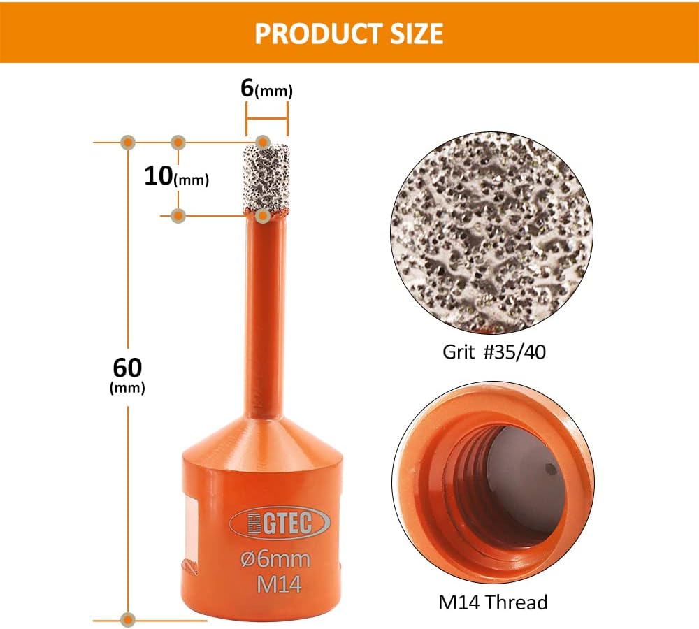 BGTEC Diamant Fliesenbohrer - 2 stücke 6MM Diamantbohrer Lochsäge mit M14 Gewinde für Fliesen Porzel