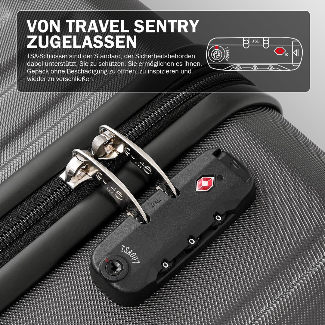 COOLIFE Koffer Trolley-Koffer Hartschalen-Koffer Rollkoffer Reisekoffervon ABS-Material mit TSA-Schl